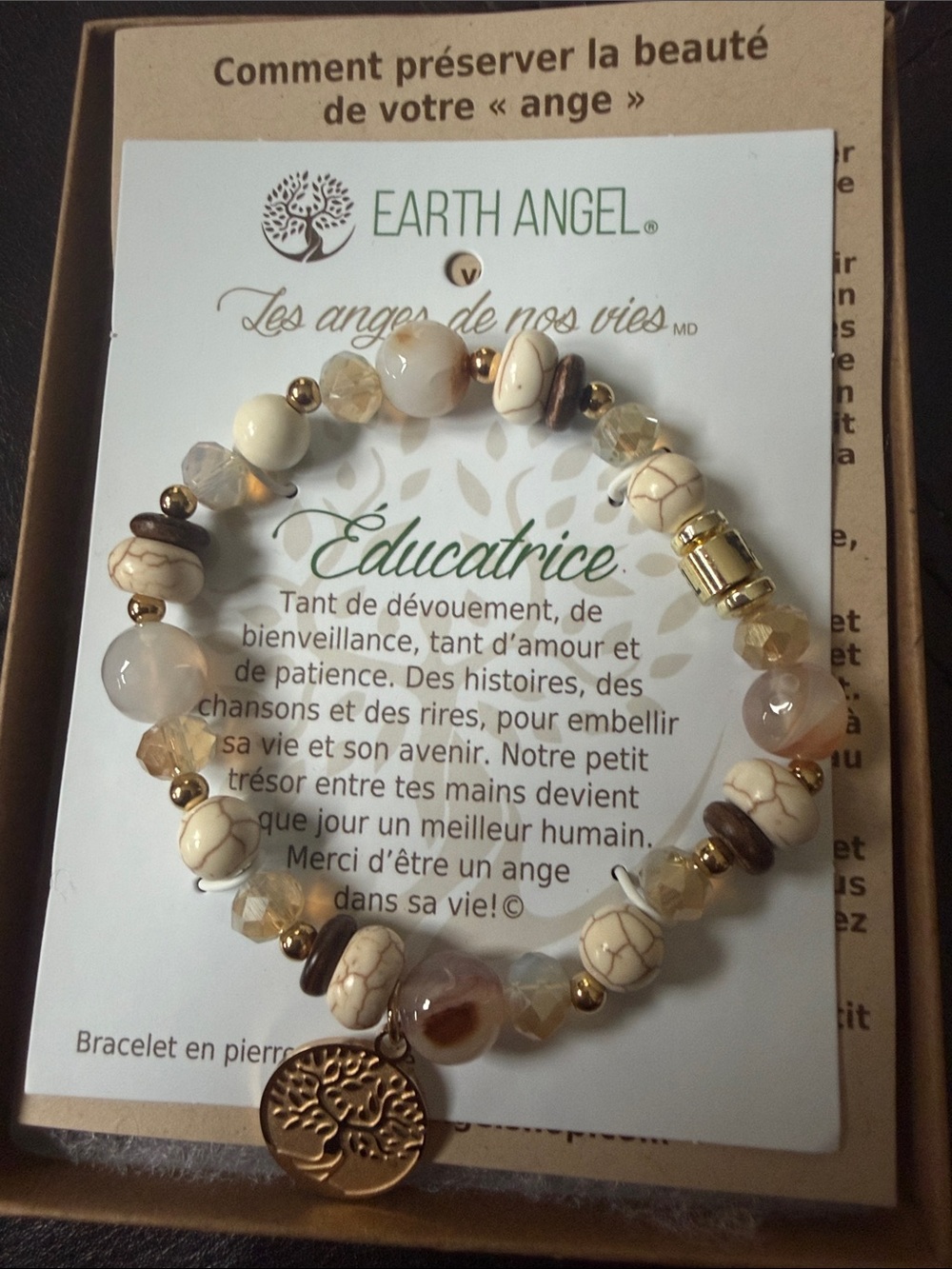 Earth Angel Cream & Gold Beaded Educator Bracelet